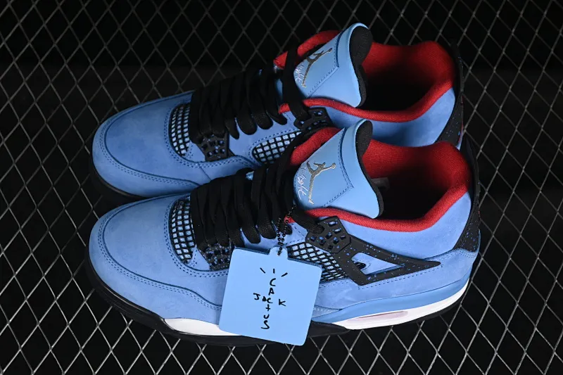 All categories Air Jordan Jordan series basketball shoes Air Jordan 4 Travis Scott Cactus Jack x Air Jordan 4 Retro AJ4 Joe 4 joint model suede blue 308497-406